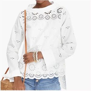 J. Crew Funnelneck White shirt in eyelet size S